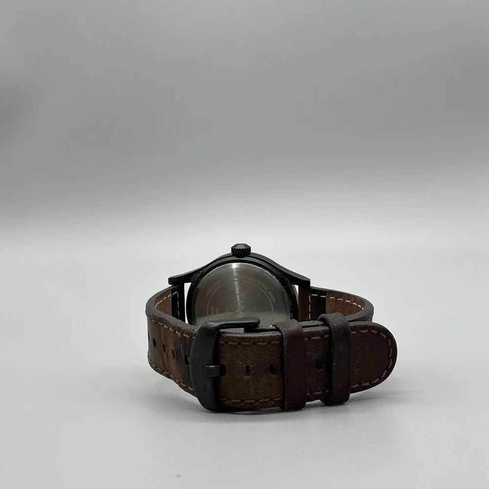 Timex Expedition Indiglo Men Watch 40mm Cream Dial Brown Leather T4K693 New Batt
